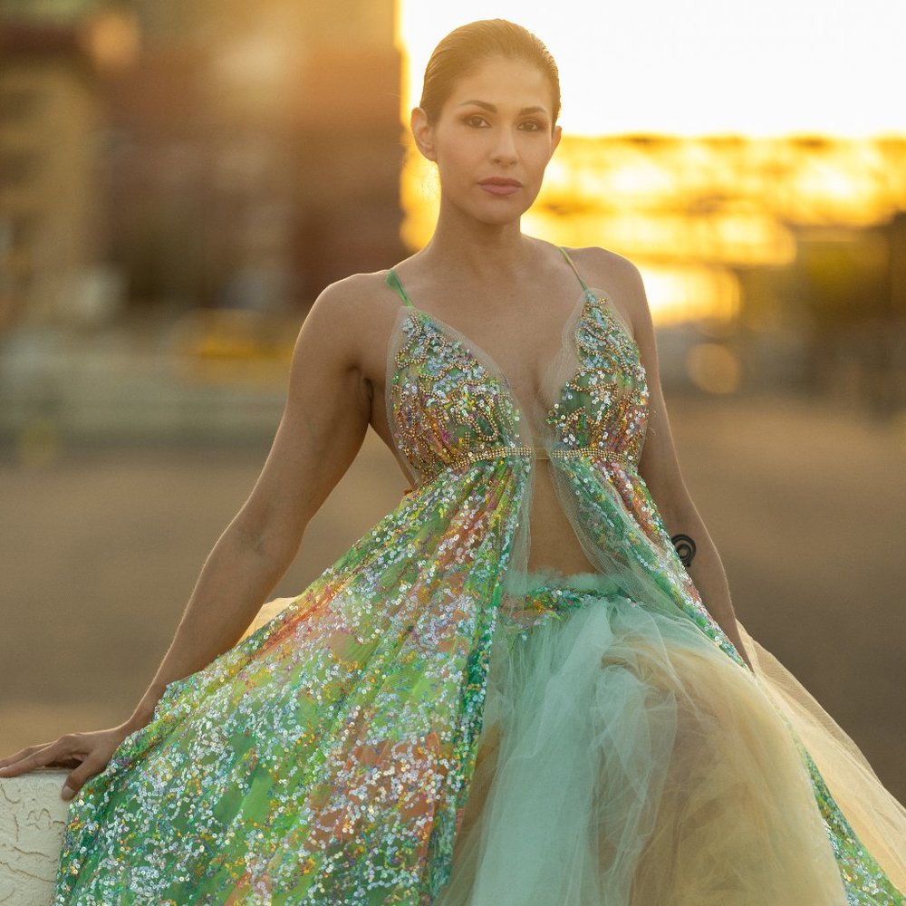 "CINDLE" Sequin Tie Dye Rainbow Wedding Ballgown Set - Picture 15 of 16